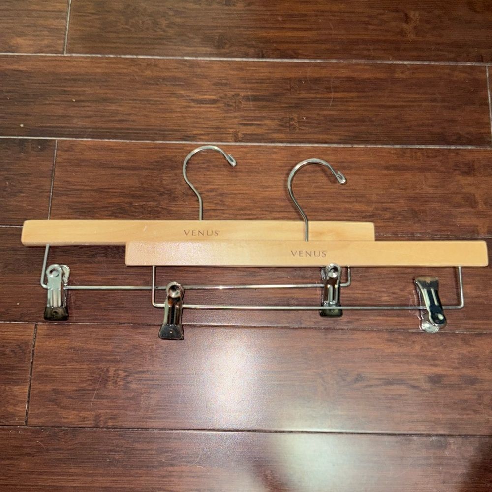 4 Pack - Wooden Hangers - Great Condition - Light Wood / Silver Pant Hanger